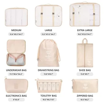 Packing Cubes for Travel - Mossio 9 Piece Set