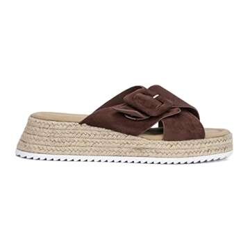 Olivia Miller Women’s Fashion Ladies Shoes, Criss Cross Strap n Buckle Espadrille Flatform, Trendy...