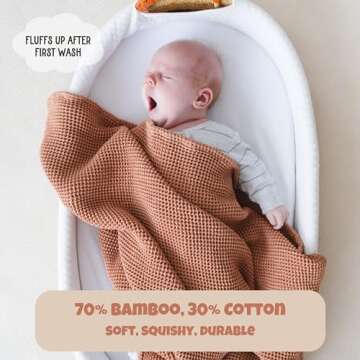SpiritnSprout Waffle Baby Blanket, Waffle Baby Blanket, 43X43 Inch Cotton Gender Neutral Swaddle, Ch...