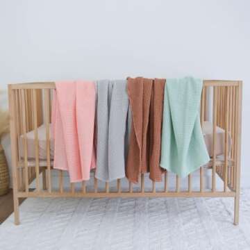 SpiritnSprout Waffle Baby Blanket, Waffle Baby Blanket, 43X43 Inch Cotton Gender Neutral Swaddle, Chunky Waffle Knit Blanket, Stroller Blanket, Toddler Blanket (Cinnamon), Crib, SF-A1170