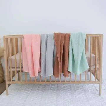 SpiritnSprout Waffle Baby Blanket, Waffle Baby Blanket, 43X43 Inch Cotton Gender Neutral Swaddle, Chunky Waffle Knit Blanket, Stroller Blanket, Toddler Blanket (Cinnamon), Crib, SF-A1170