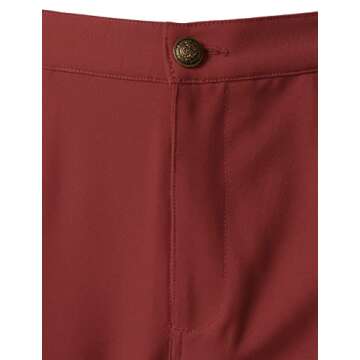 JOGAL Mens Bell Bottom Pants Retro 70s Slim Fit Wine Red