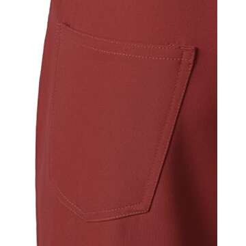 JOGAL Mens Bell Bottom Pants Retro 70s Slim Fit Wine Red