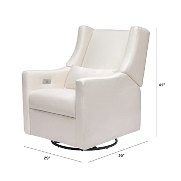 Babyletto Kiwi Electric Power Glider Recliner Nursery Chair w/ USB Ports - Water Repellent & Stain Resistant Glider Rocking Chair - GREENGUARD Gold Certified Swivel Rocker Recliner Chair - Cream