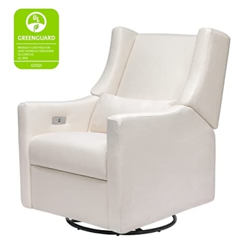 Babyletto Kiwi Electric Power Glider Recliner Nursery Chair w/ USB Ports - Water Repellent & Stain Resistant Glider Rocking Chair - GREENGUARD Gold Certified Swivel Rocker Recliner Chair - Cream