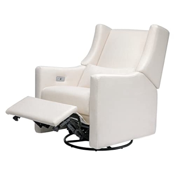 Babyletto Kiwi Electric Power Glider Recliner Nursery Chair w/ USB Ports - Water Repellent & Stain Resistant Glider Rocking Chair - GREENGUARD Gold Certified Swivel Rocker Recliner Chair - Cream