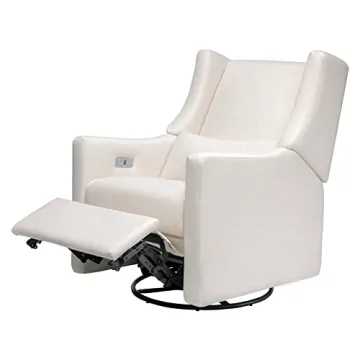 Babyletto Kiwi Electric Power Glider Recliner Nursery Chair w/ USB Ports - Water Repellent & Stain Resistant Glider Rocking Chair - GREENGUARD Gold Certified Swivel Rocker Recliner Chair - Cream
