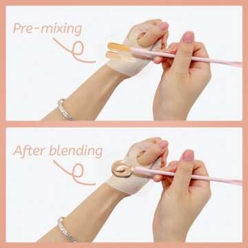 LuckyOpt Makeup Mixing Palette Spatula Set, 2PCS Mini Acrylic Makeup Palette & 2PCS Silicone Skincar...