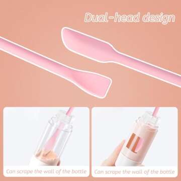 LuckyOpt Makeup Mixing Palette Spatula Set, 2PCS Mini Acrylic Makeup Palette & 2PCS Silicone Skincare Spatula, Cream Foundation Palette for Mixing and Save Cosmetics (Pink,Square+Heart)