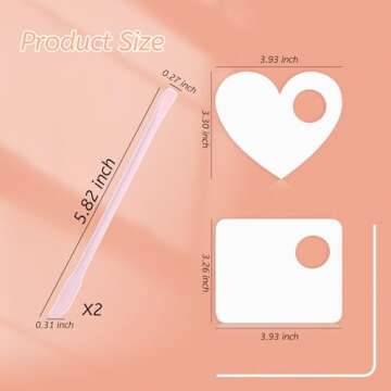 LuckyOpt Makeup Mixing Palette Spatula Set, 2PCS Mini Acrylic Makeup Palette & 2PCS Silicone Skincare Spatula, Cream Foundation Palette for Mixing and Save Cosmetics (Pink,Square+Heart)