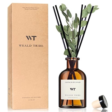 WEALD TRIBE Flower Reed Diffuser Set Eucalyptus & Lavender Scent For Bathroom Accessories Shelf Deco...