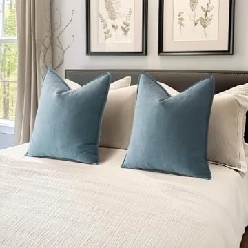 MIULEE Pack of 2 Dusty Blue Decorative Pillow Covers 20x20 Inch Soft Chenille Couch Throw Pillows Farmhouse Cushion Covers with Elegant Design for Sofa Bedroom Living Room Home Decor