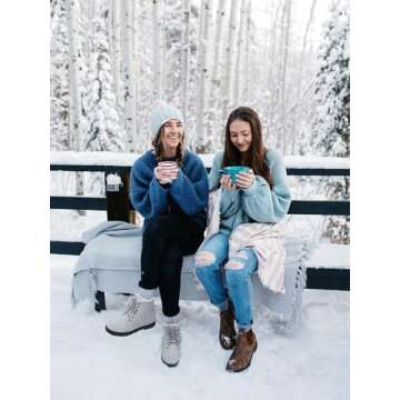 SHIBEVER Winter Snow Boots for Women: Gray Warm Fur Lined Ankle Boots Comfortable Suede Lace Up Booties Cute Flat Shoes Size 10.5