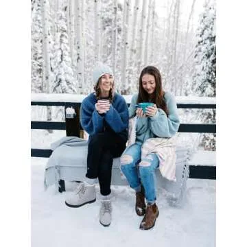 SHIBEVER Winter Snow Boots for Women: Gray Warm Fur Lined Ankle Boots Comfortable Suede Lace Up Booties Cute Flat Shoes Size 10.5