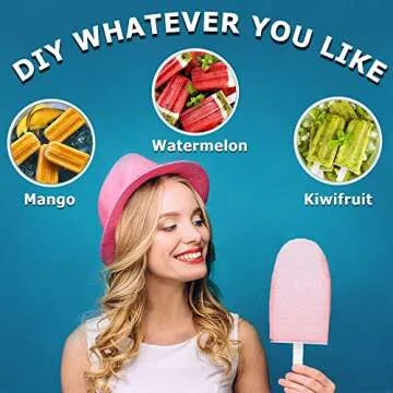 Silicone Popsicle Molds 10-cavity, DIY Ice Pop Mold for Kids Adult Teens, BPA Free Ice Cream Molds for Party Yogurt Juice Smoothies Sticks