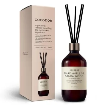 COCODOR Premium Reed Diffuser - Dark Vanilla & Sandalwood, 16.9oz
