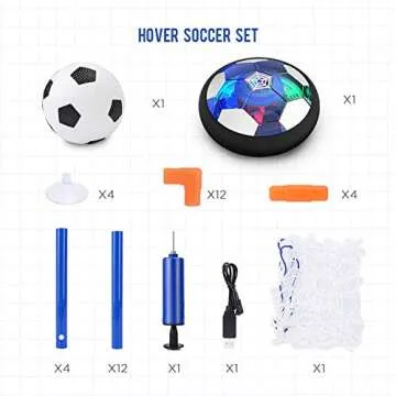 Hover Soccer Ball Kids Toy - Rechargeable 2 Goals and Inflatable Ball,Indoor Floating Soccer with LED Light and Safe Bumper,Gifts for Age 3 4 5 6 7 8 9 10 Years Old Boys Girls(No AA Batteries Needed)