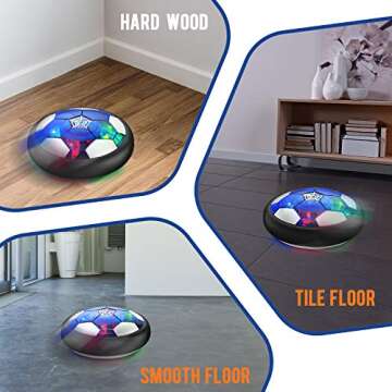 Hover Soccer Ball Kids Toy - Rechargeable 2 Goals and Inflatable Ball,Indoor Floating Soccer with LED Light and Safe Bumper,Gifts for Age 3 4 5 6 7 8 9 10 Years Old Boys Girls(No AA Batteries Needed)