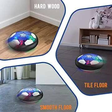 Hover Soccer Ball Kids Toy - Rechargeable 2 Goals and Inflatable Ball,Indoor Floating Soccer with LED Light and Safe Bumper,Gifts for Age 3 4 5 6 7 8 9 10 Years Old Boys Girls(No AA Batteries Needed)