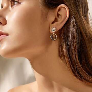 Sonateomber Gold Chunky Tiger Eye Stone Dangle Drop Earrings for Women, Valentine Vintage Statement ...