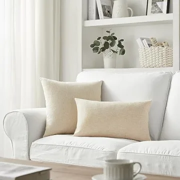 Meekio Light Beige Linen Pillow Covers Set of 2