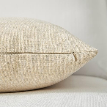 Meekio Light Beige Linen Pillow Covers Set of 2