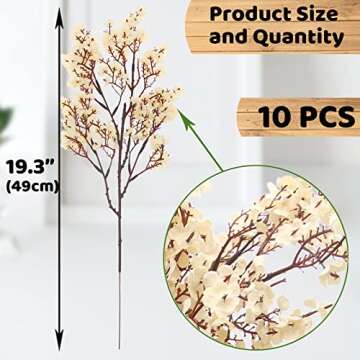 Hananona 10 Pcs Babys Breath Artificial Flowers Real Touch Fake White Flowers Silk Flowers for Sprin...