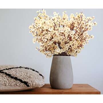 Hananona 10 Pcs Babys Breath Artificial Flowers Real Touch Fake White Flowers Silk Flowers for Spring Wedding Decor Indoor Floral Arrangement Table Centerpieces Home Decor (White, 10)