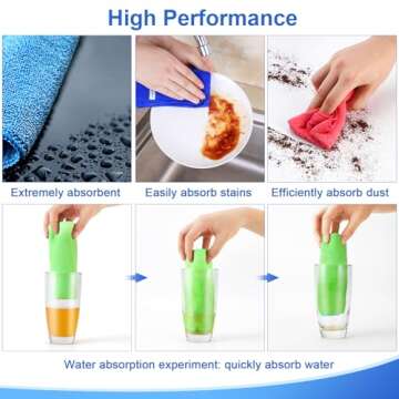 ovwo 12Pcs Premium Microfiber Cleaning Cloth - Highly Absorbent, Lint Free, Scratch Free, Reusable Cleaning Supplies - for Kitchen Towels, Dish Cloths, Dust Rag, Cleaning Rags in Household Cleaning
