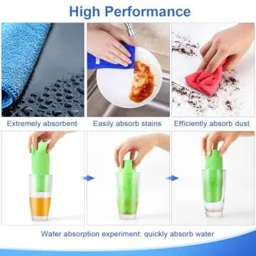 ovwo 12Pcs Premium Microfiber Cleaning Cloth - Highly Absorbent, Lint Free, Scratch Free, Reusable Cleaning Supplies - for Kitchen Towels, Dish Cloths, Dust Rag, Cleaning Rags in Household Cleaning