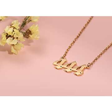 Tavuala Angel Number Necklace For Women, 18K Gold Plated 000 111 222 333 444 555 666 777 888 999 Nec...