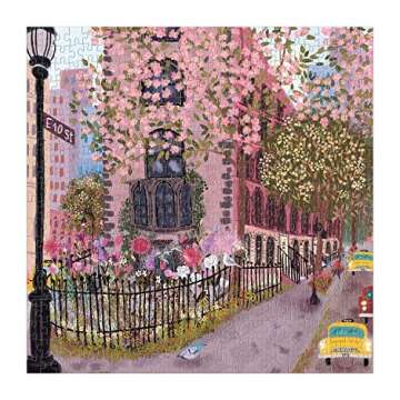 Galison Blooming Streets 500 Piece Puzzle from Galison - Beautifully Illustrated Jigsaw Puzzle of a Local NYC Street, Fun & Challenging, Unique Gift Idea