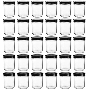 QAPPDA 6oz Glass Jars With Lids,Small Mason Jars Wide Mouth,Mini Canning Jars With Black Lids,Kitche...