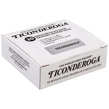 Ticonderoga Wedge Erasers, Neon Colors, 30 Count, Class Pack