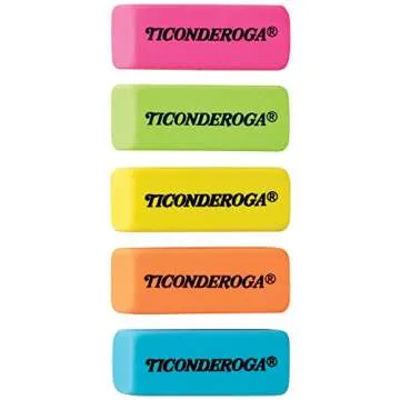 Ticonderoga Wedge Erasers, Neon Colors, 30 Count, Class Pack