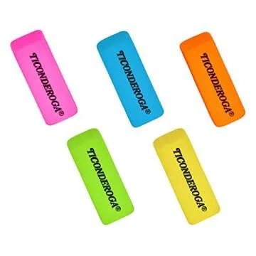 Ticonderoga Wedge Erasers, Neon Colors, 30 Count, Class Pack