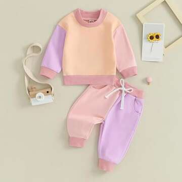 Fernvia Toddler Baby Girl Clothes 3 6 9 12 18 24 Months Fall Outfits Solid Long Sleeve Sweatshirt To...