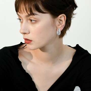 GAOKOXI Chunky Silver CZ Hoop Earrings Women Stylish