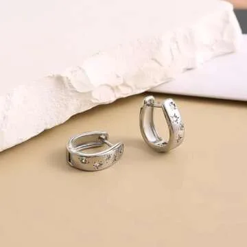 GAOKOXI Chunky Silver CZ Hoop Earrings Women Stylish