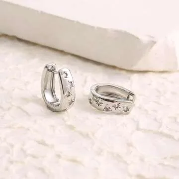 GAOKOXI Chunky Silver CZ Hoop Earrings Women Stylish