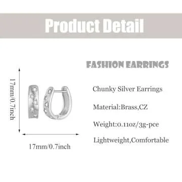 GAOKOXI Chunky Silver CZ Hoop Earrings Women Stylish