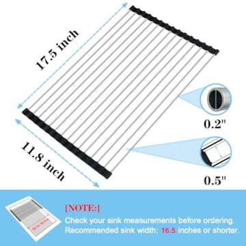 Seropy Roll Up Dish Drying Rack Over The Sink Drying Rack for Kitchen Counter, Rolling Dish Rack Over Sink Mat, Foldable Dish Drainer Stainless Steel Sink Rack Kitchen Organization Gadgets