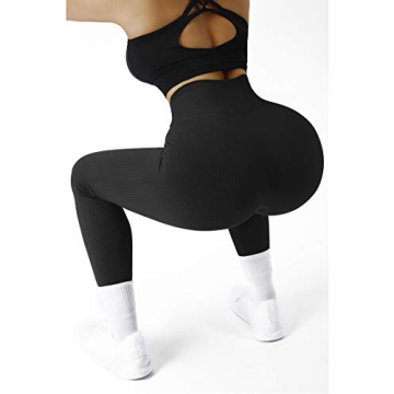 SUUKSESS Ribbed Seamless Leggings for High Waist Comfort