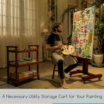 MEEDEN Art Supplies Cart, Walnut 3-Tier Multifunctional Art Storage Cart Organizer, Solid Beech Wood Studio Cart Art Taboret with Caster Wheels, Rolling Utility Cart Organizer for Artist