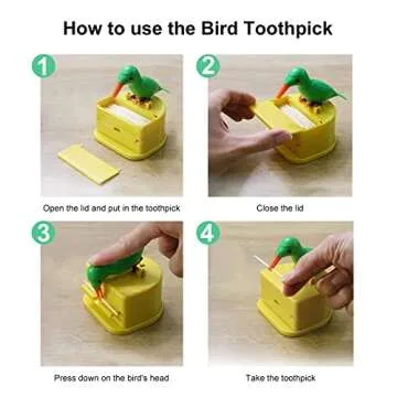 EOMTUR Bird Toothpick Dispenser Cute Woodpecker Toothpick Dispenser for Home Toucan Toothpick Dispenser Novelty Automatic Toothpick Holder Cute Bird Dining Table Gift