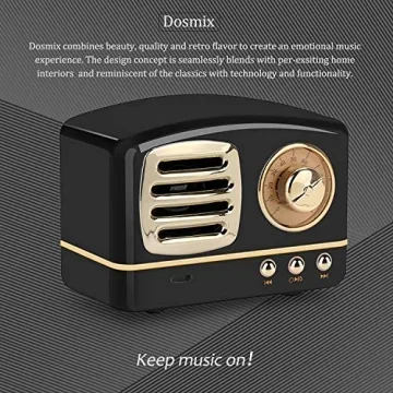 Portable Bluetooth Stereo Speaker, Dosmix Enhanced Bass Retro Wireless Vintage Speaker with TF Card Slot, Built-in Mic for Travel, Home, Beach, Kitchen, Outdoors for Android/iOS Devices