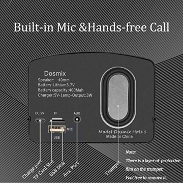 Portable Bluetooth Stereo Speaker, Dosmix Enhanced Bass Retro Wireless Vintage Speaker with TF Card Slot, Built-in Mic for Travel, Home, Beach, Kitchen, Outdoors for Android/iOS Devices