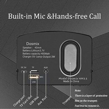 Portable Bluetooth Stereo Speaker, Dosmix Enhanced Bass Retro Wireless Vintage Speaker with TF Card Slot, Built-in Mic for Travel, Home, Beach, Kitchen, Outdoors for Android/iOS Devices