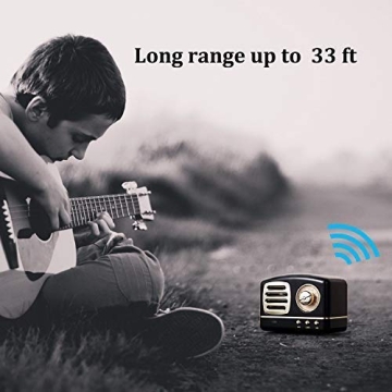 Portable Bluetooth Stereo Speaker, Dosmix Enhanced Bass Retro Wireless Vintage Speaker with TF Card Slot, Built-in Mic for Travel, Home, Beach, Kitchen, Outdoors for Android/iOS Devices