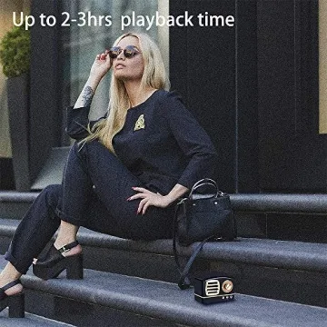 Portable Bluetooth Stereo Speaker, Dosmix Enhanced Bass Retro Wireless Vintage Speaker with TF Card Slot, Built-in Mic for Travel, Home, Beach, Kitchen, Outdoors for Android/iOS Devices